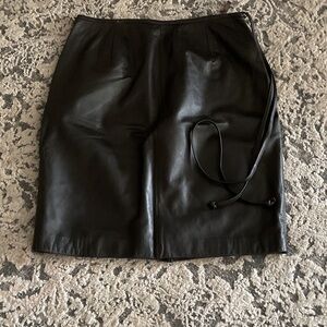 Lord & Taylor Dark Brown Leather Mini Skirt